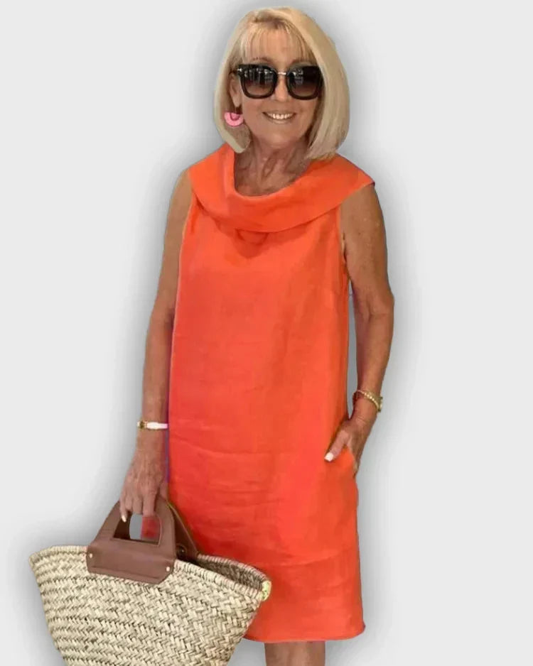 Vestidos de atajo sin mangas con cuello redondo