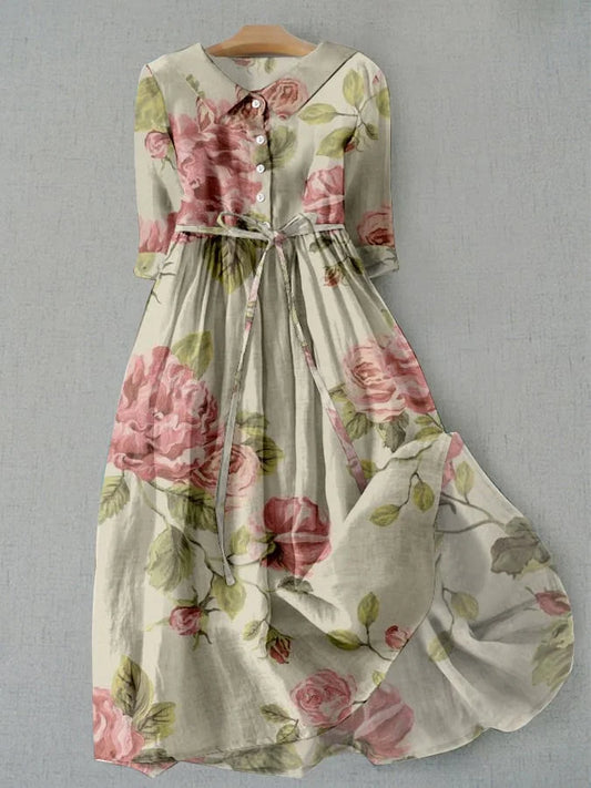 Marli - vestido vintage con cordones y estampado floral
