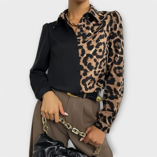 Camisa negra con un elegante y cómodo diseño de tigre
