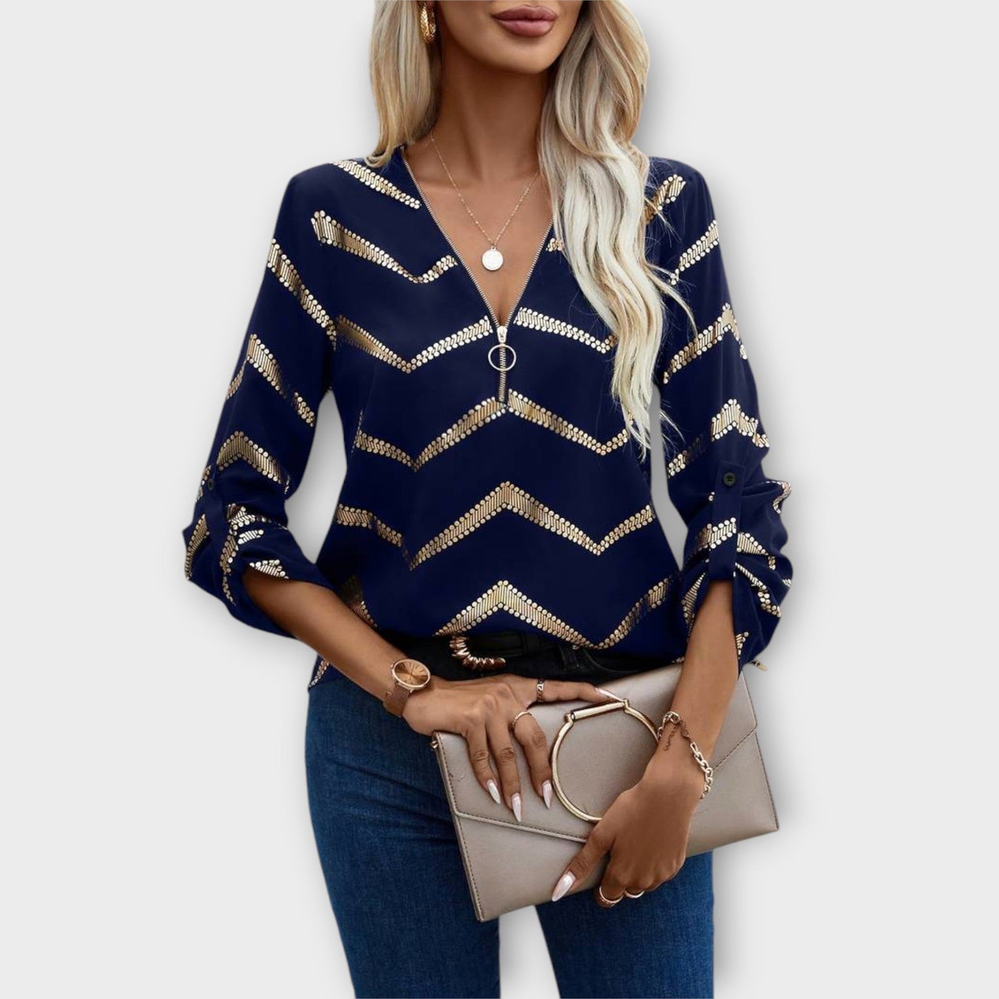 Camisa Emma Clásica con Cremallera Media