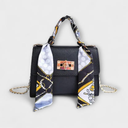 Bolso de mano de cuero marrón elegante con cierre dorado