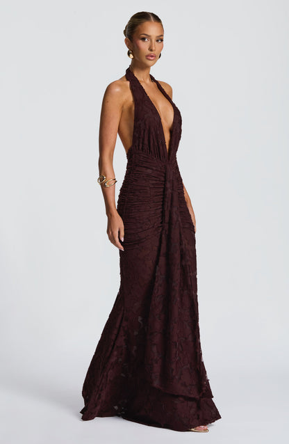 Vestido Maxi Guinevere - Marrón Ciruela