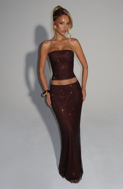 Falda Maxi Holly - Marrón Ciruela