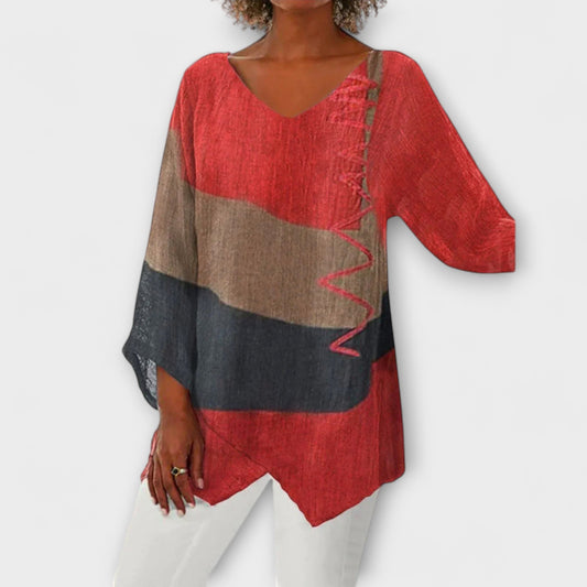 Túnica Chloe V-Neck única y a la moda