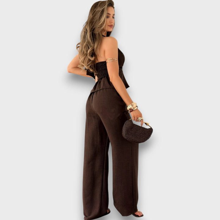 Lorine – Conjunto de dos piezas con detalles de atado y volantes