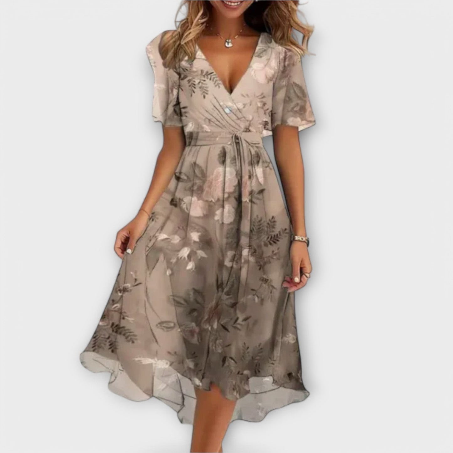 Vestido de cuello V para mujeres con silueta elegante