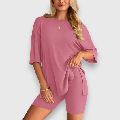 Malia – Conjunto de salón con camiseta oversized y pantalones cortos