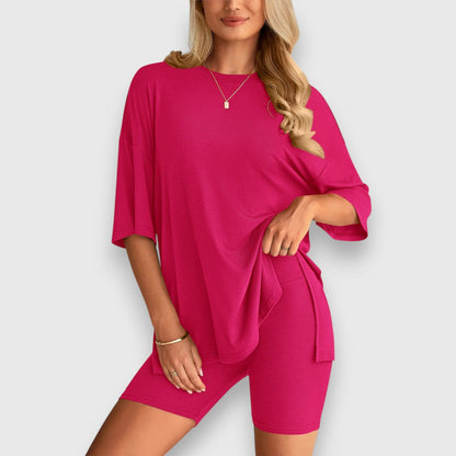 Malia – Conjunto de salón con camiseta oversized y pantalones cortos
