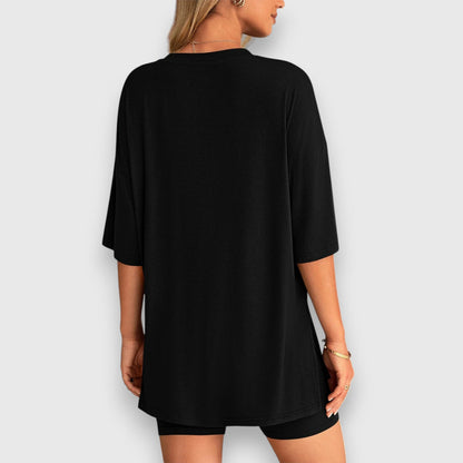 Malia – Conjunto de salón con camiseta oversized y pantalones cortos