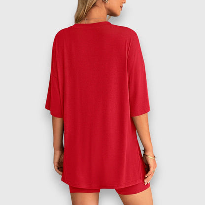 Malia – Conjunto de salón con camiseta oversized y pantalones cortos