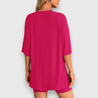 Malia – Conjunto de salón con camiseta oversized y pantalones cortos
