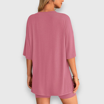 Malia – Conjunto de salón con camiseta oversized y pantalones cortos