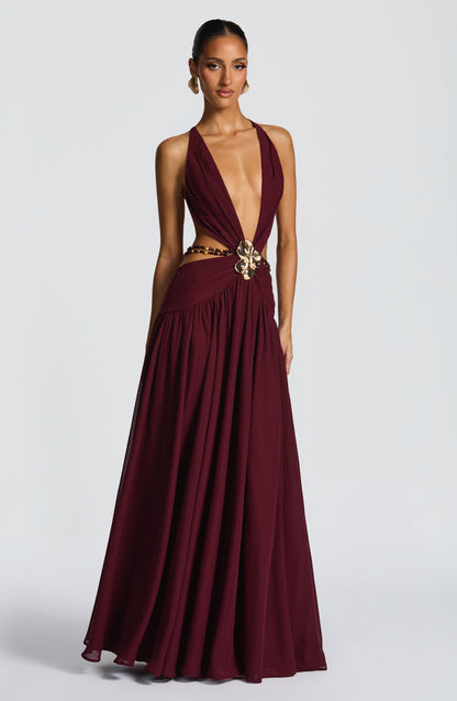 Vestido Indiana Maxi - Laca Cereza