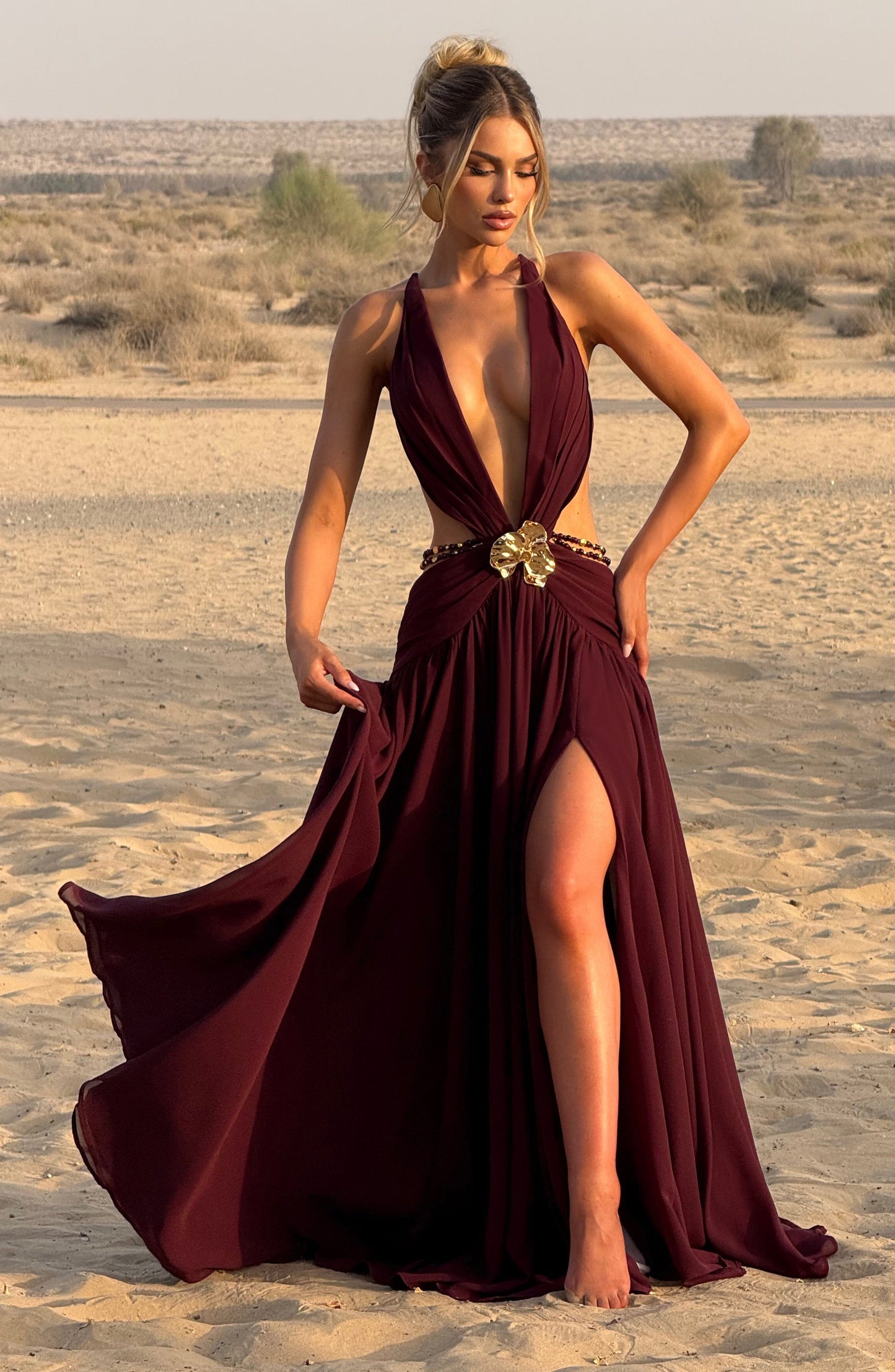 Vestido Indiana Maxi - Laca Cereza