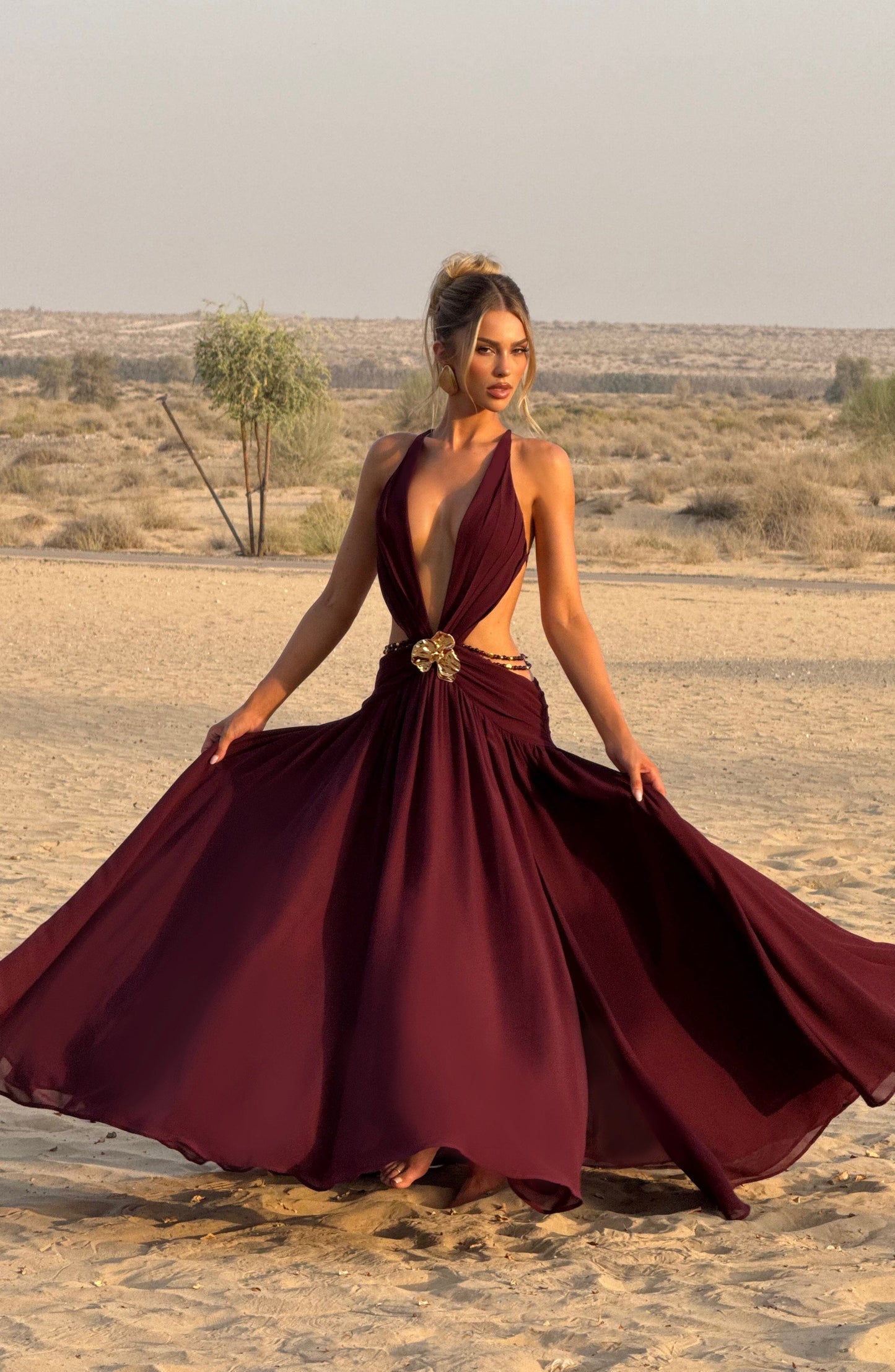 Vestido Indiana Maxi - Laca Cereza