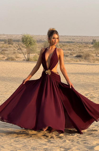 Vestido Indiana Maxi - Laca Cereza