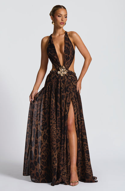 Vestido Indiana Maxi - estampado de tigre