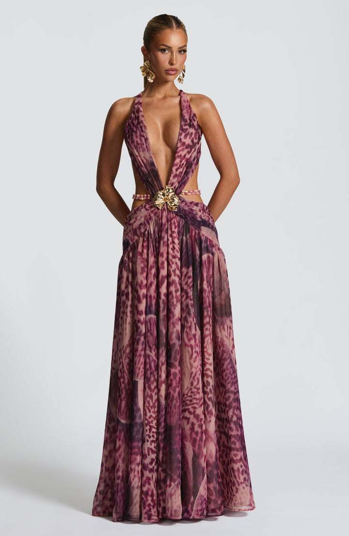 Vestido Maxi Indianna - Estampado de Orquídea Magenta