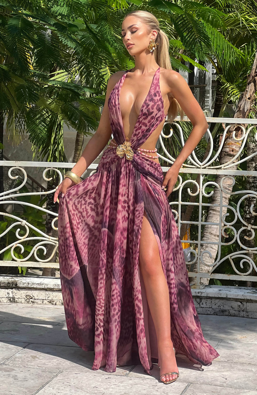 Vestido Maxi Indianna - Estampado de Orquídea Magenta