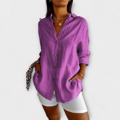 Camisa elegante Saskia con pliegues para mujeres