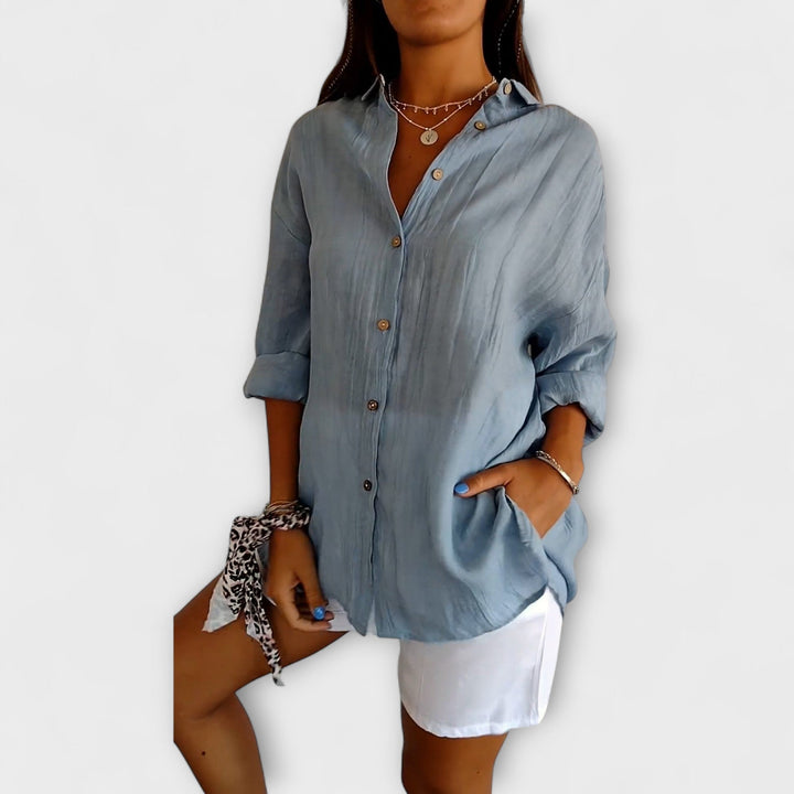 Camisa elegante Saskia con pliegues para mujeres