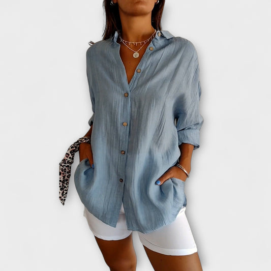 Camisa elegante Saskia con pliegues para mujeres