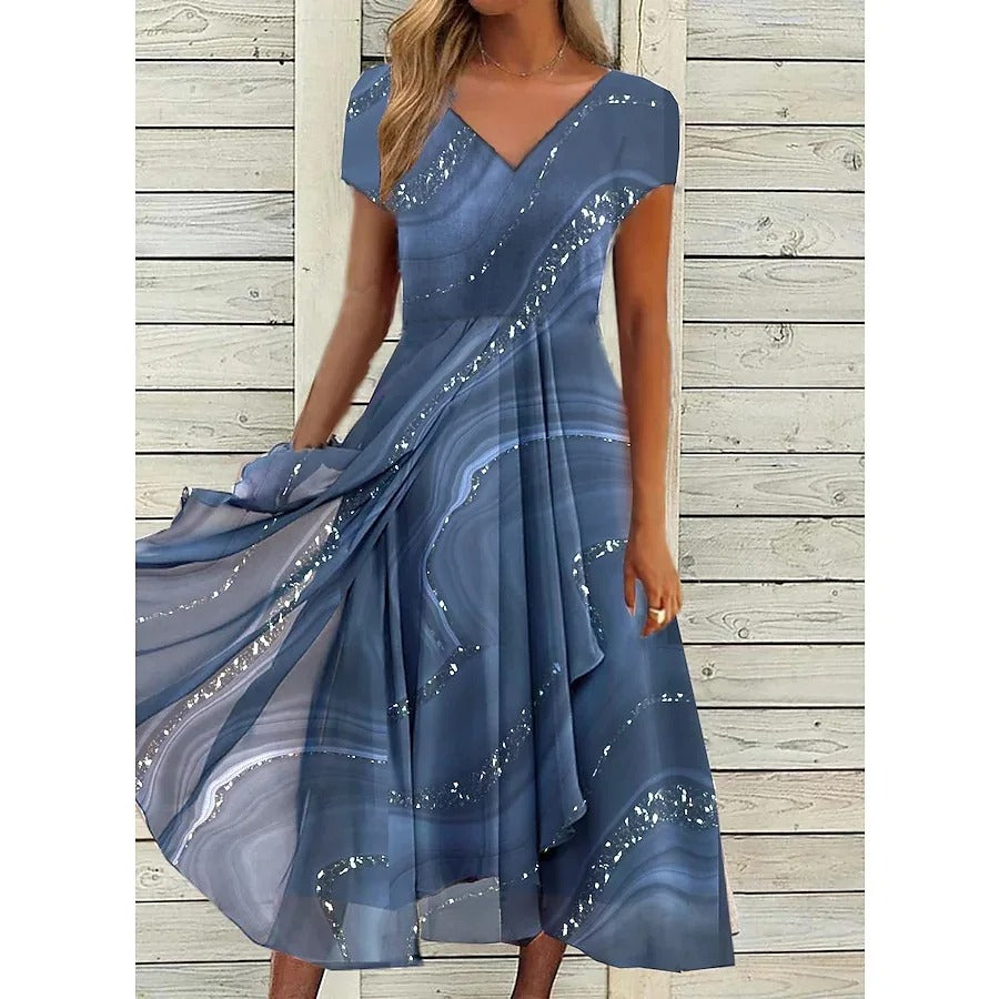 Mujer – Vestido midi con cuello en V elegante