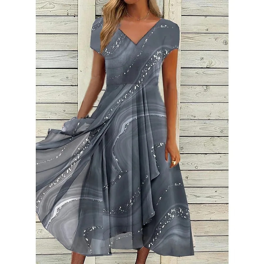 Mujer – Vestido midi con cuello en V elegante