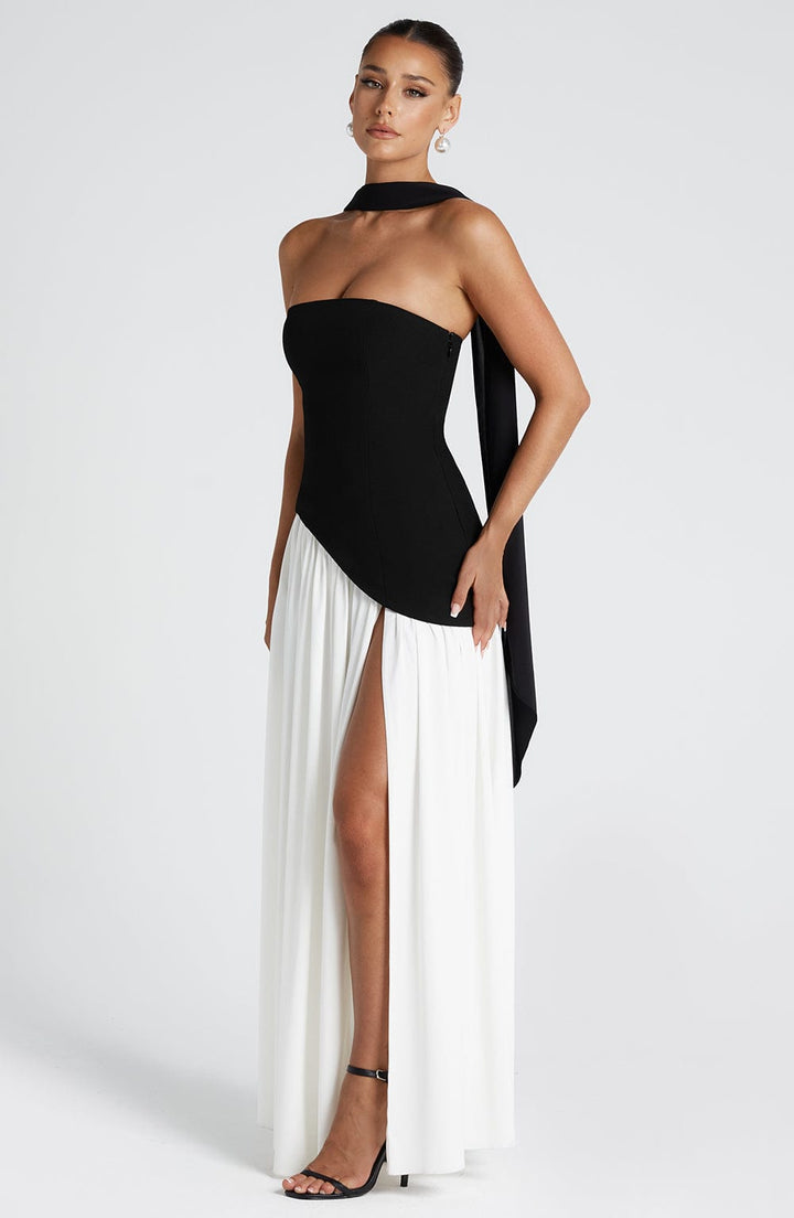 Vestido Maxi Maliyah - Negro/Blanco