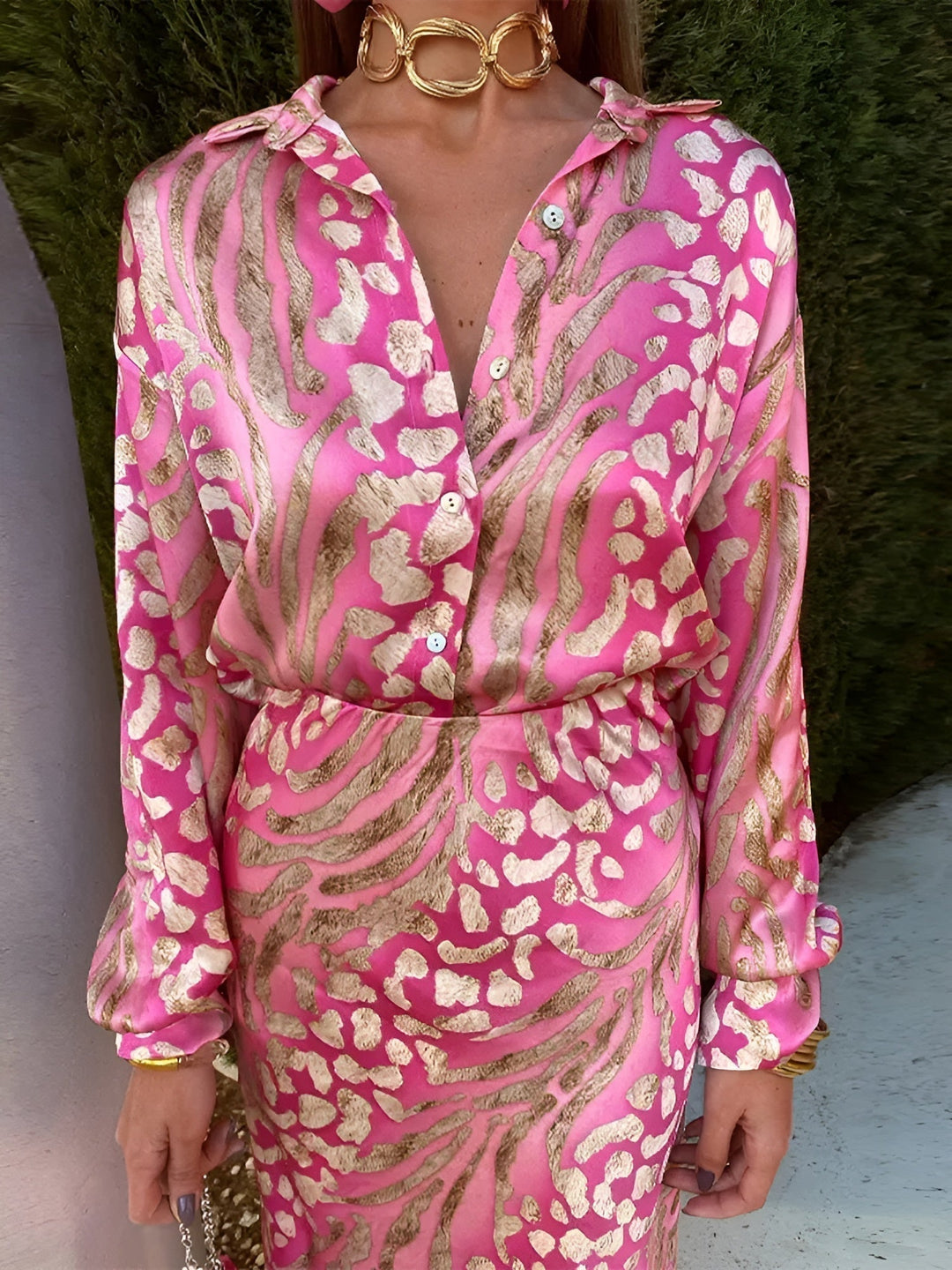 Mayo | Vestido de Camisa de Satén Elegante