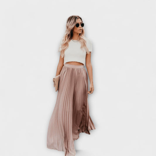 Falda Maxi Plisada Apricot - Elegancia y Comodidad en Cada Paso