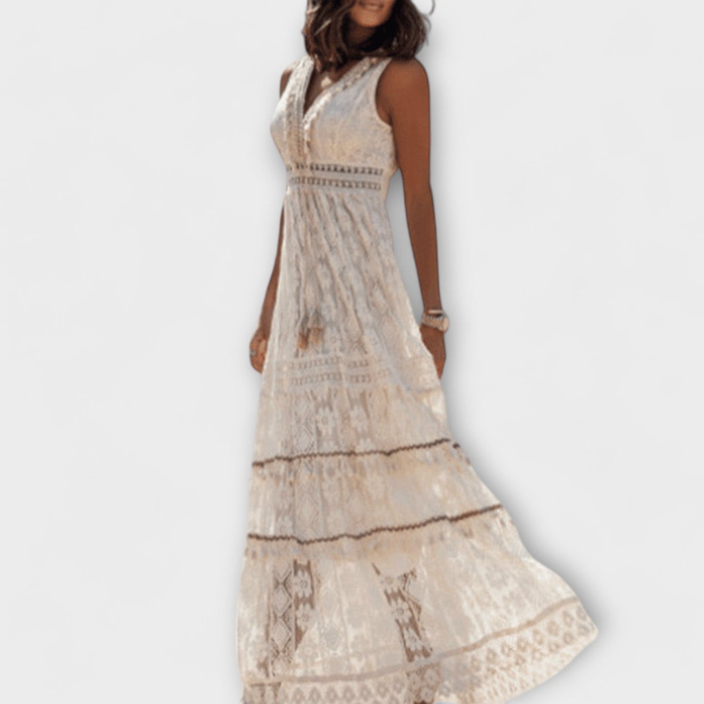 Vestido maxi boho con encaje
