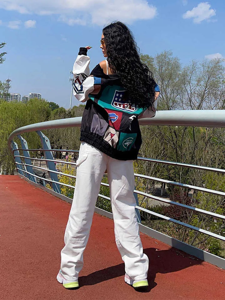 Abrigo Trench de Manga Larga y Color Block Suelto