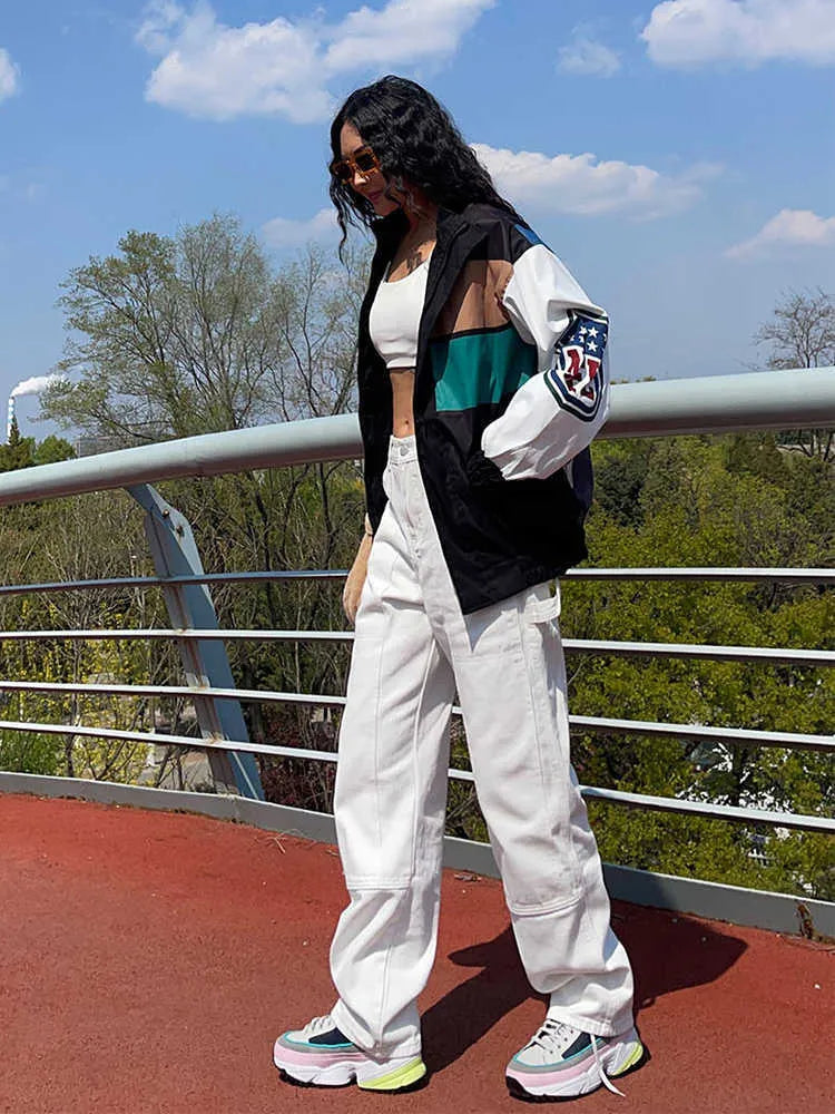 Abrigo Trench de Manga Larga y Color Block Suelto