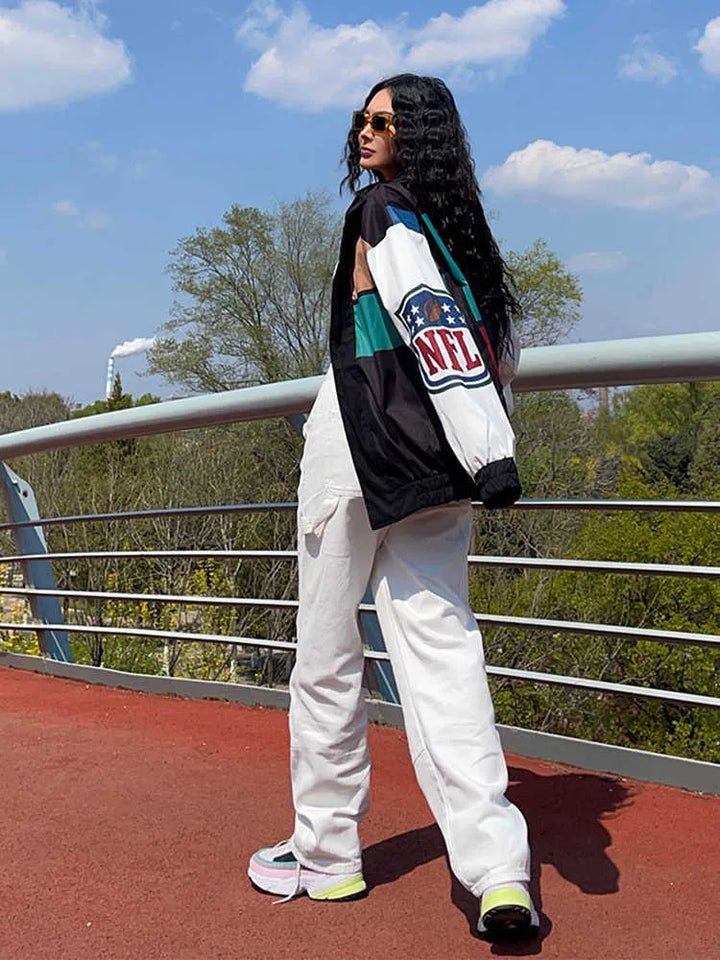 Abrigo Trench de Manga Larga y Color Block Suelto