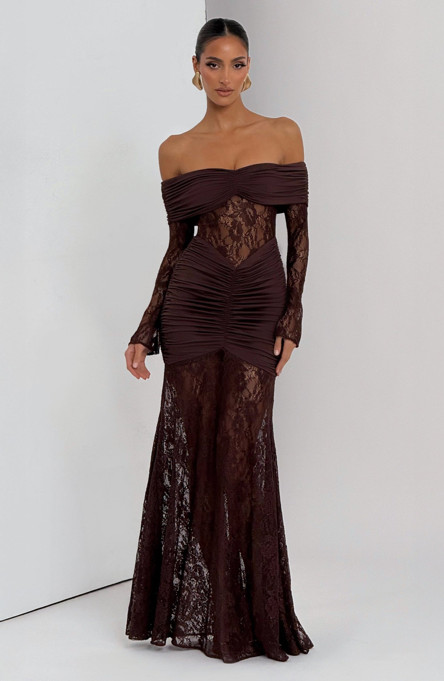 Vestido maxi Soline - Marrón ciruela