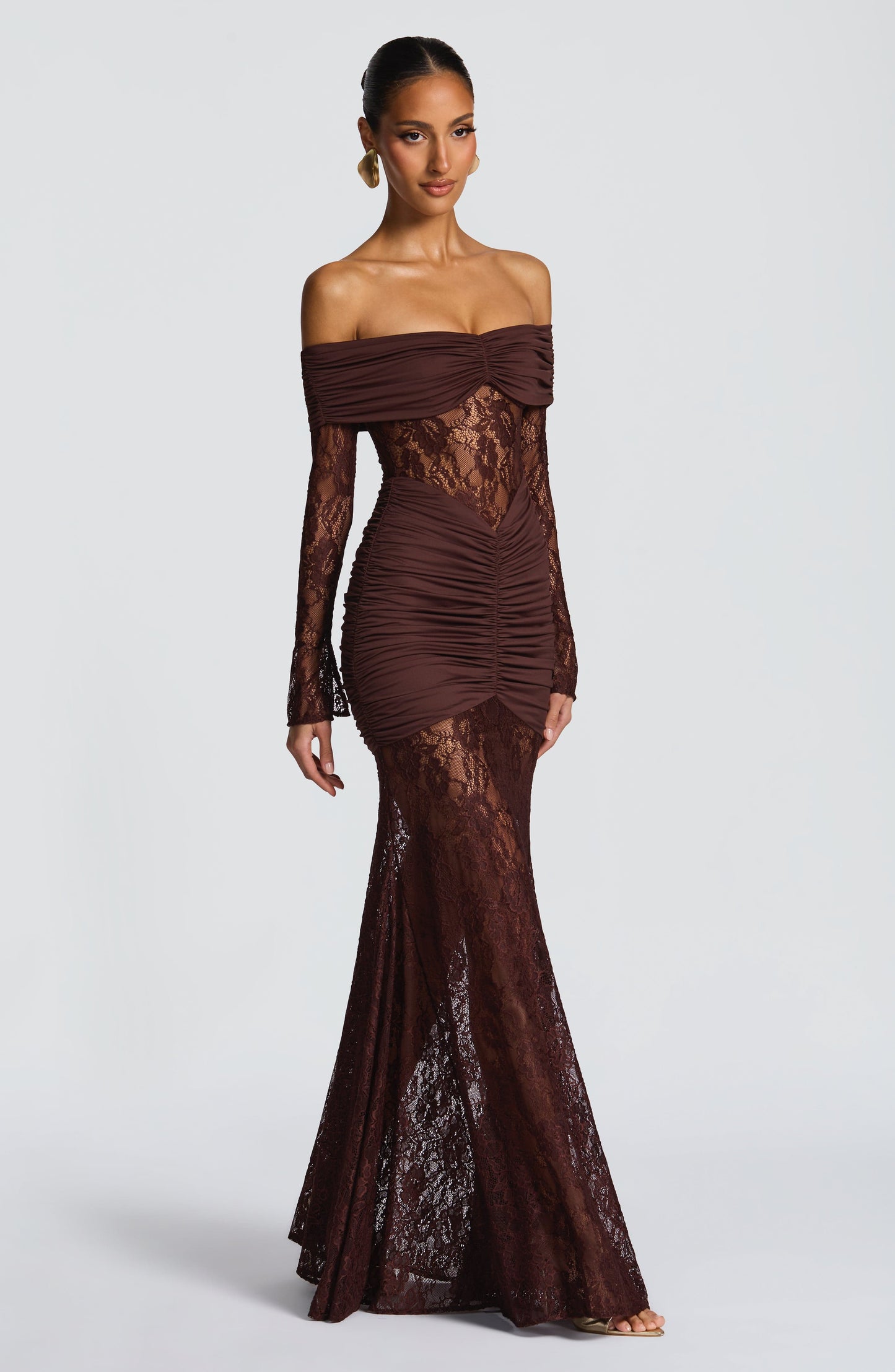 Vestido maxi Soline - Marrón ciruela