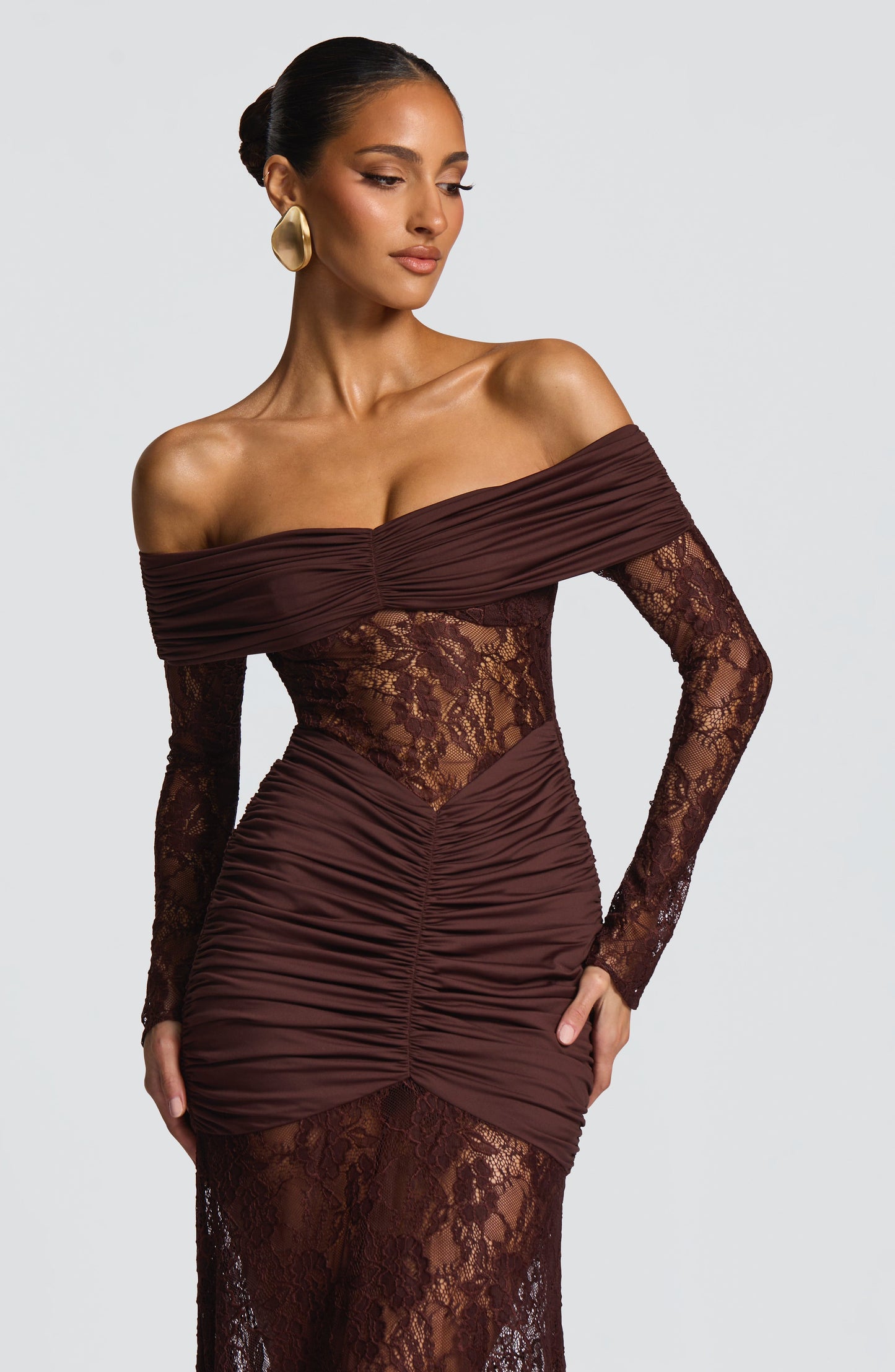 Vestido maxi Soline - Marrón ciruela