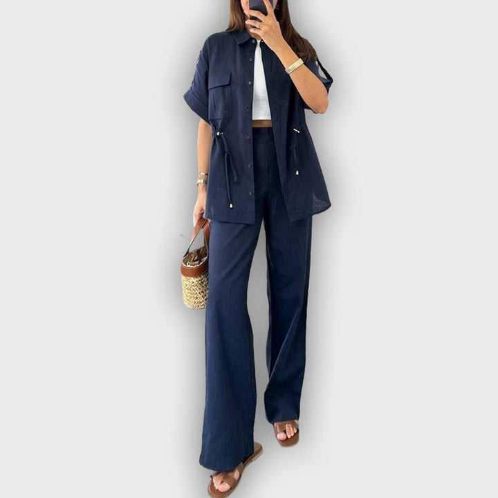 Conjunto de trabajo casual para mujeres con cordón ajustable