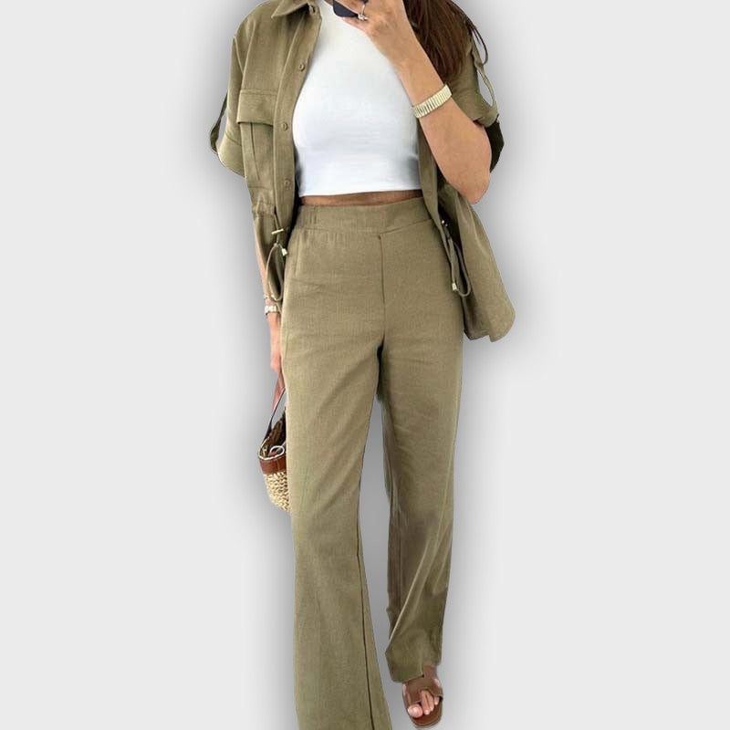 Conjunto de trabajo casual para mujeres con cordón ajustable