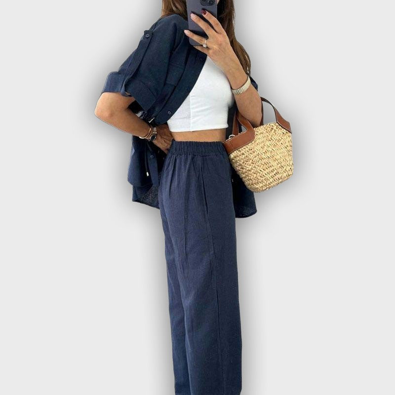 Conjunto de trabajo casual para mujeres con cordón ajustable