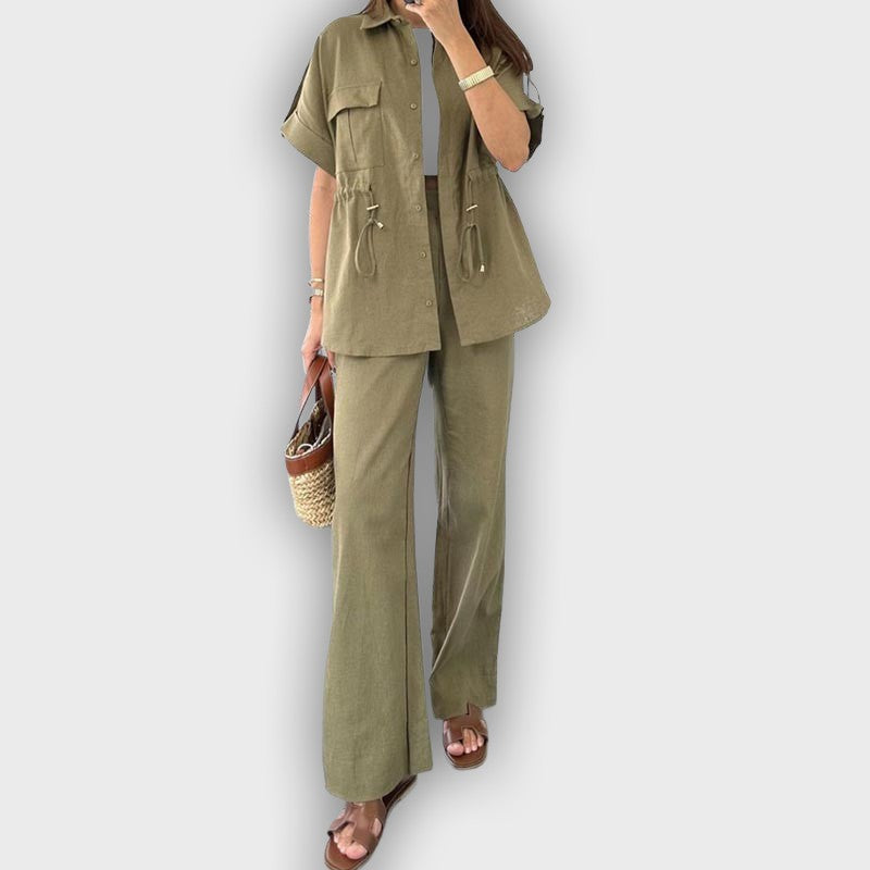 Conjunto de trabajo casual para mujeres con cordón ajustable