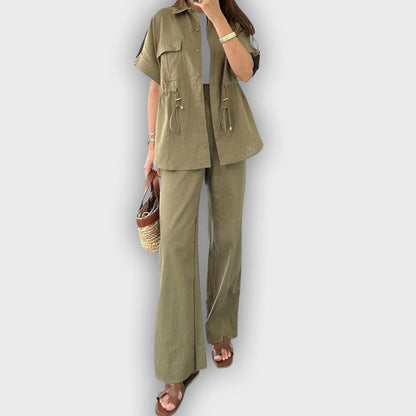 Conjunto de trabajo casual para mujeres con cordón ajustable