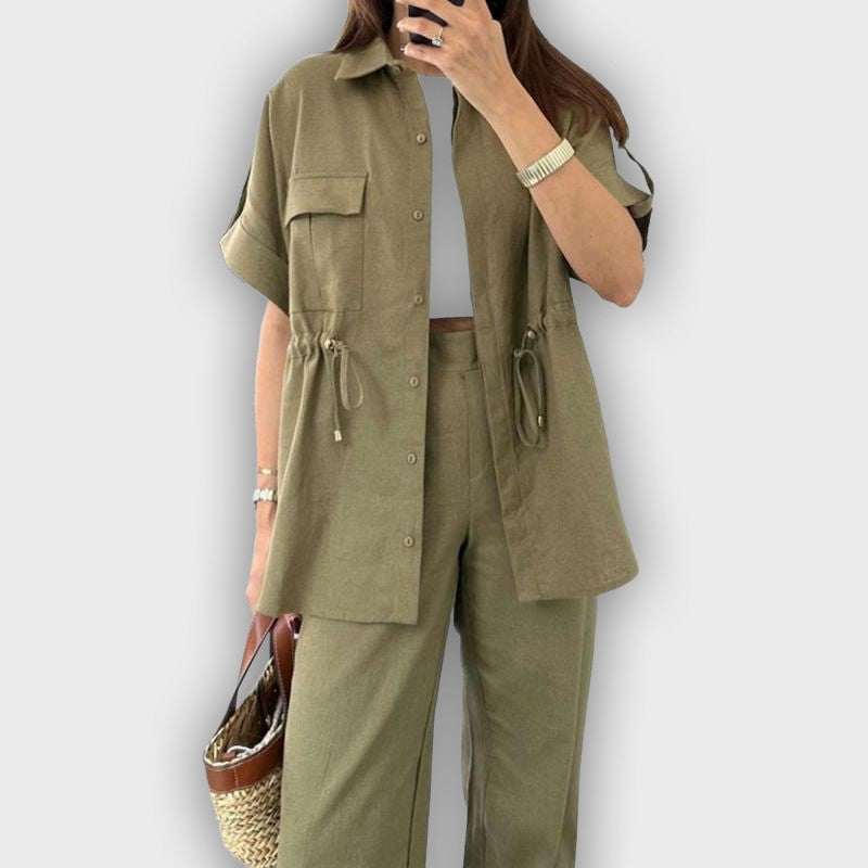 Conjunto de trabajo casual para mujeres con cordón ajustable