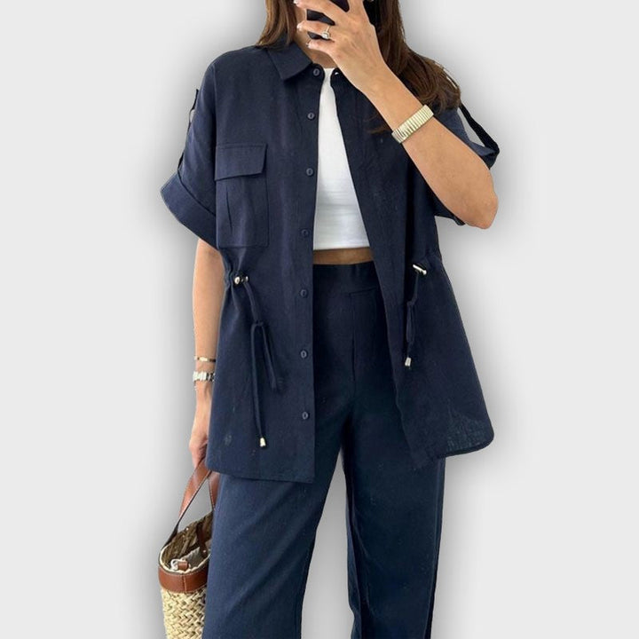 Conjunto de trabajo casual para mujeres con cordón ajustable