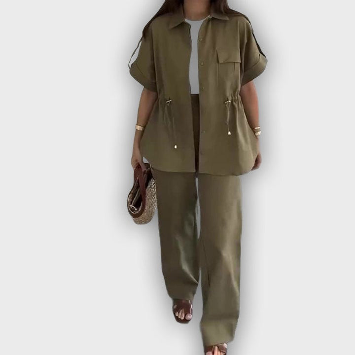 Conjunto de trabajo casual para mujeres con cordón ajustable