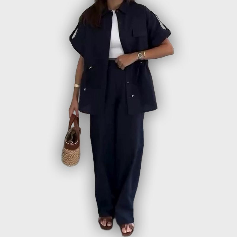 Conjunto de trabajo casual para mujeres con cordón ajustable