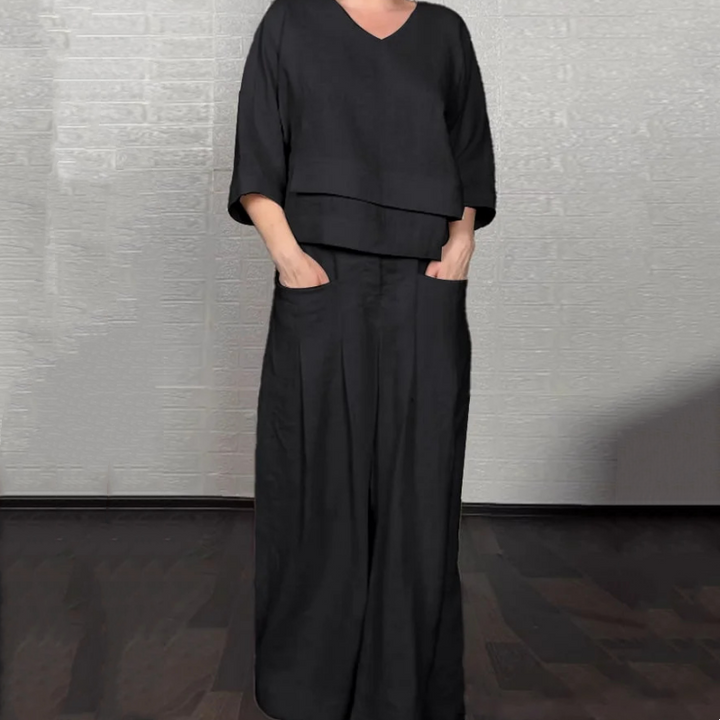 Angelina - Conjunto de pierna ancha minimalista