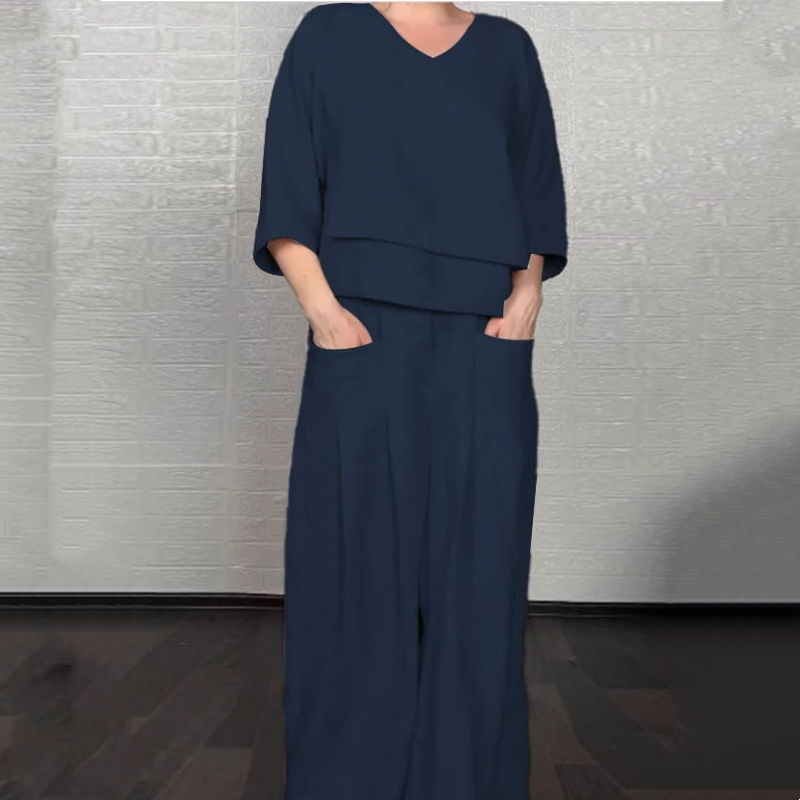 Angelina - Conjunto de pierna ancha minimalista