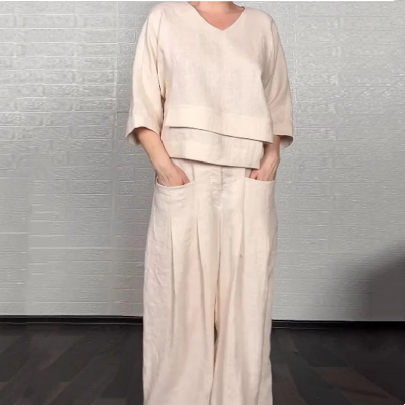 Angelina - Conjunto de pierna ancha minimalista